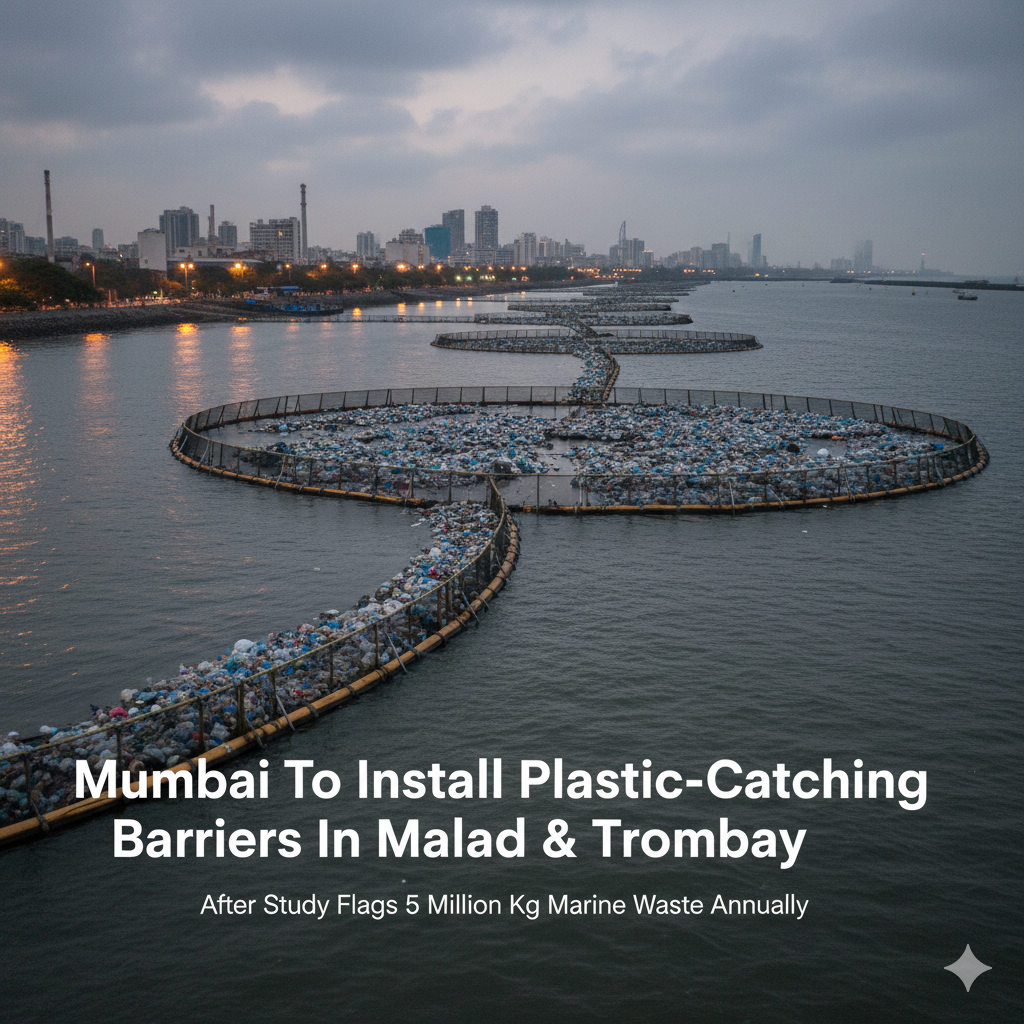 Mumbai To Install Plastic-Catching Barriers In Malad & Trombay After Study Flags 5 Million Kg Marine Waste Annually